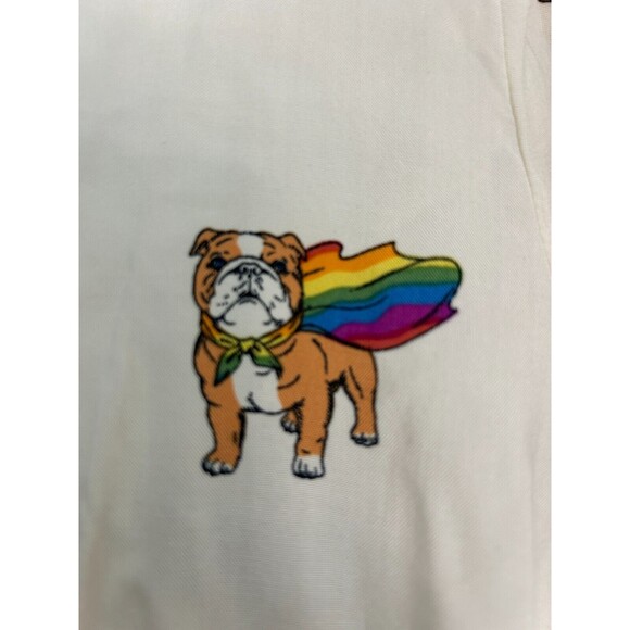Denim & Flower Ricky Singh Shirt Mens Sz M Beige Bulldog Pride Rainbow Button-Up - Picture 2 of 6
